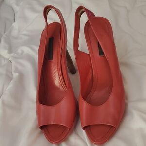 Louis Vuitton Red Peep Toe Slingback Heels